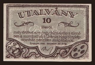 Szombathely/ Uránia, 10 fillér, 1920