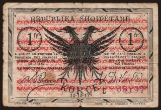 Korce, 1 franc, 1917
