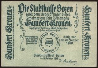 Bozen, 100 Kronen, 1918
