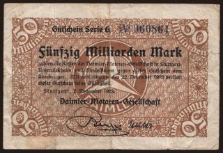 Stuttgart/ Daimler-Motoren-Gesellschaft, 50.000.000.000 Mark, 1923