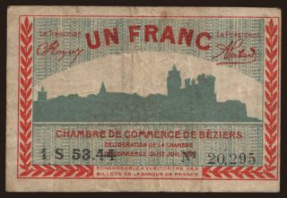 Beziers, 1 franc, 1920