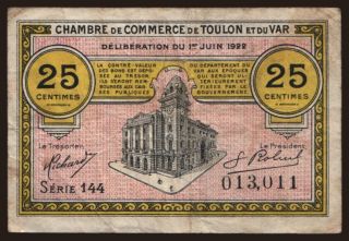 Toulon, 25 centimes, 1922