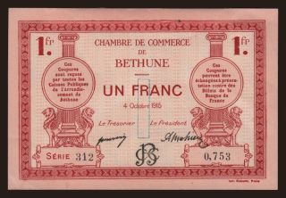 Bethune, 1 franc, 1914