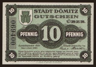Dömitz, 10 Pfennig, 1920