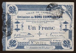 Cambrai, 1 franc, 1914