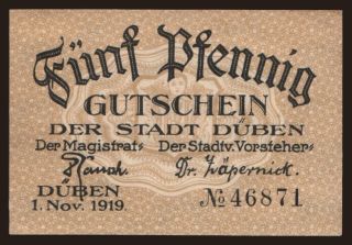 Düben, 5 Pfennig, 1919