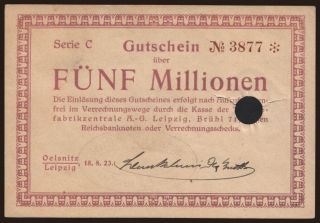 Oelsnitz/ Schenk, Schmidt & Beuttler, 5.000.000 Mark, 1923