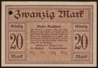 Görlitz/ Stadt und Handelskammer, 20 Mark, 1918