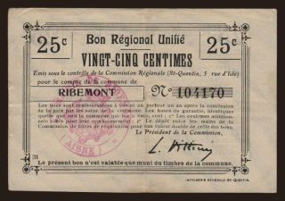 Ribemont, 25 centimes, 1914