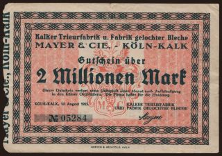 Köln-Kalk/ Kalker Trieurfabrik, 2.000.000 Mark, 1923