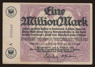 Dortmund/ Magistrat der Stadt, 1.000.000 Mark, 1923
