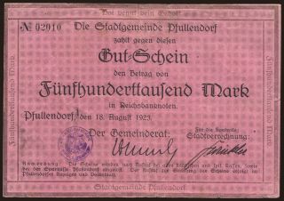 Pfullendorf/ Stadt, 500.000 Mark, 1923