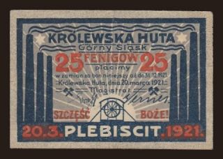 Krolewska Huta, 25 fenigow, 1921