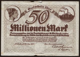 München-Gladbach/ Handelskammer, 50.000.000 mark, 1923