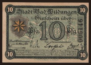 Wildungen, 10 Pfennig, 1920