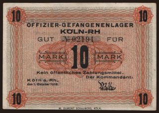 Köln, 10 Mark, 1918