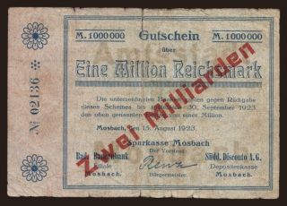 Mosbach/ Stadt, 2.000.000 Mark, 1923