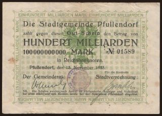 Pfullendorf/ Stadt, 100.000.000.000 Mark, 1923