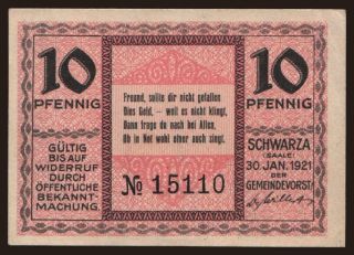 Schwarza, 10 Pfennig, 1921