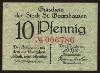 St. Goarshausen, 10 Pfennig, 1920