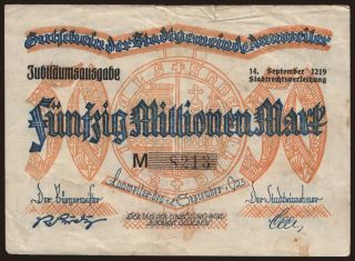 Annweiler/ Stadt, 50.000.000 Mark, 1923