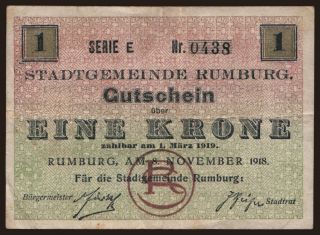 Rumburg, 1 Krone, 1918