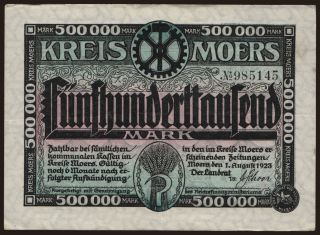 Moers/ Kreis Moers, 500.000 Mark, 1923