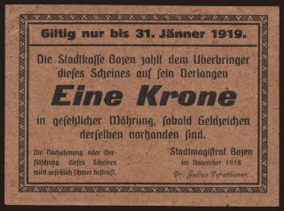 Bozen, 1 Krone, 1918
