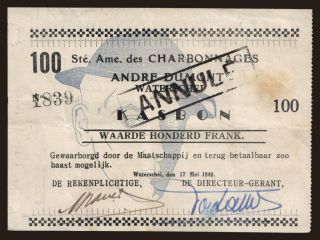 Andre Dumont Waterschei, 100 frank, 1940