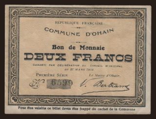 Ohain, 2 francs, 1915