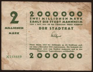Mannheim/ Stadt, 2.000.000 Mark, 1923