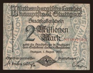 Stuttgart/ Stadt, 2.000.000 Mark, 1923