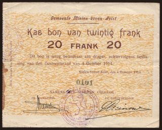 Mielen-boven-Aelst, 20 frank, 1914