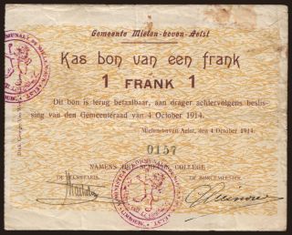 Mielen-boven-Aelst, 1 frank, 1914