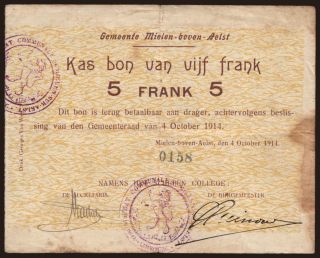 Mielen-boven-Aelst, 5 frank, 1914