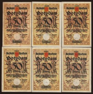 Potsdam, 6x 50 Pfennig, 1921