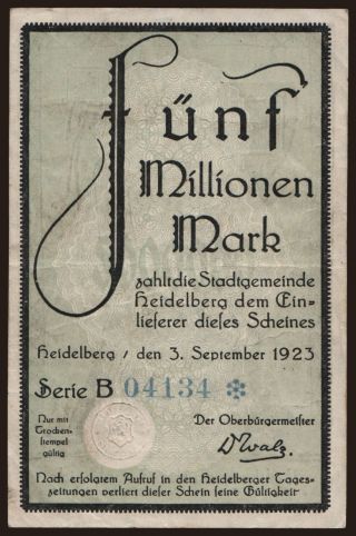 Heidelberg/ Stadt, 5.000.000 Mark, 1923
