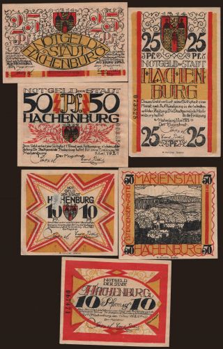 Hachenburg, 6x 10 - 50 Pfennig, 1921