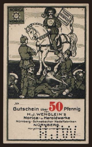 Nürnberg/ H.J. Wengleins Norica- u. Heroldwerke, 50 Pfennig, 1916
