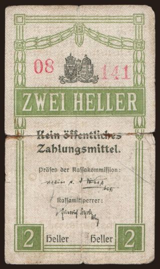 Theresienstadt/ Offiziersstation, 2 Heller, 191?