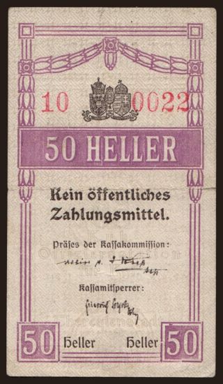 Theresienstadt/ Offiziersstation, 50 Heller, 191?