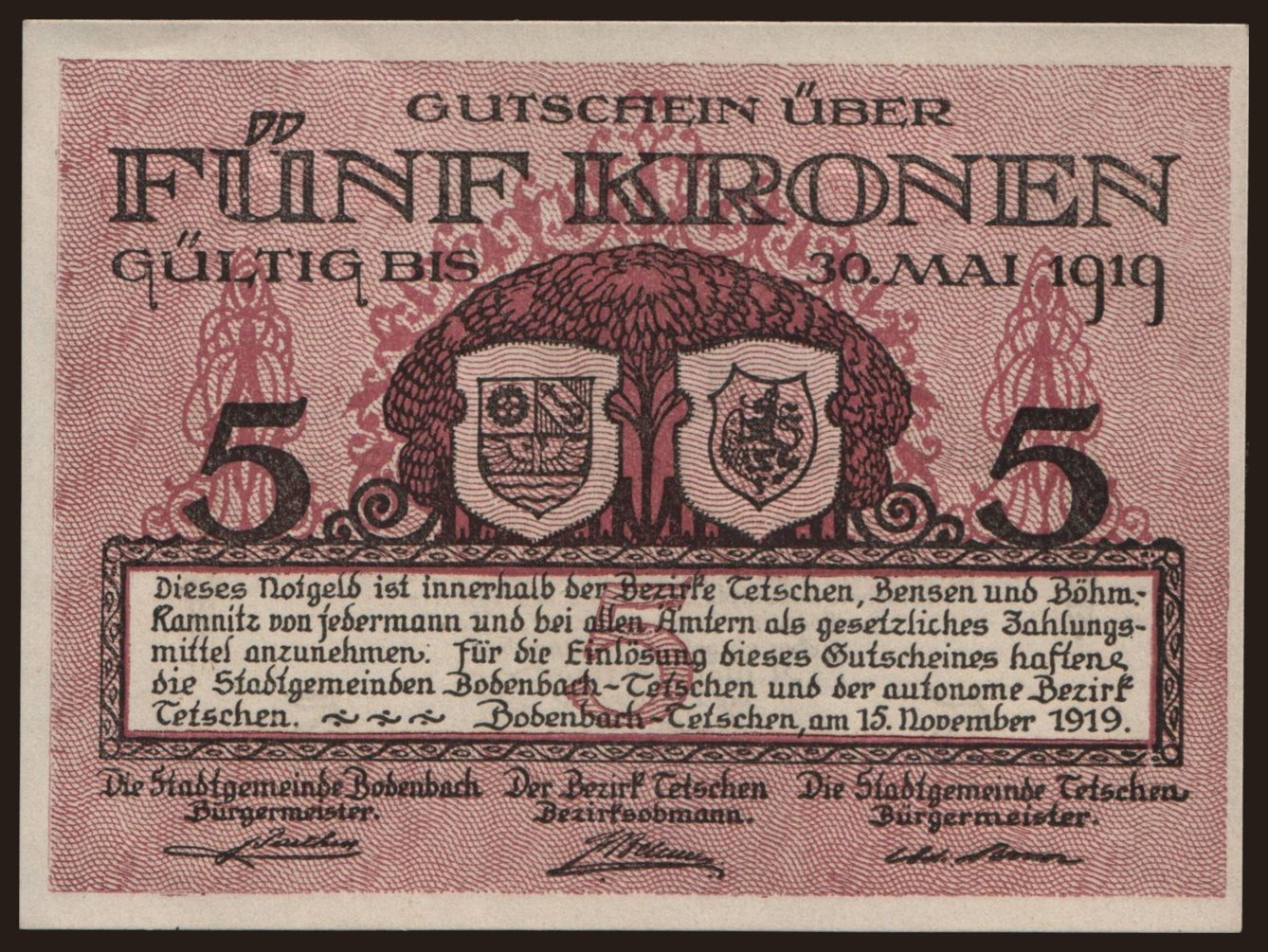 Tetschen, 5 Kronen, 1918