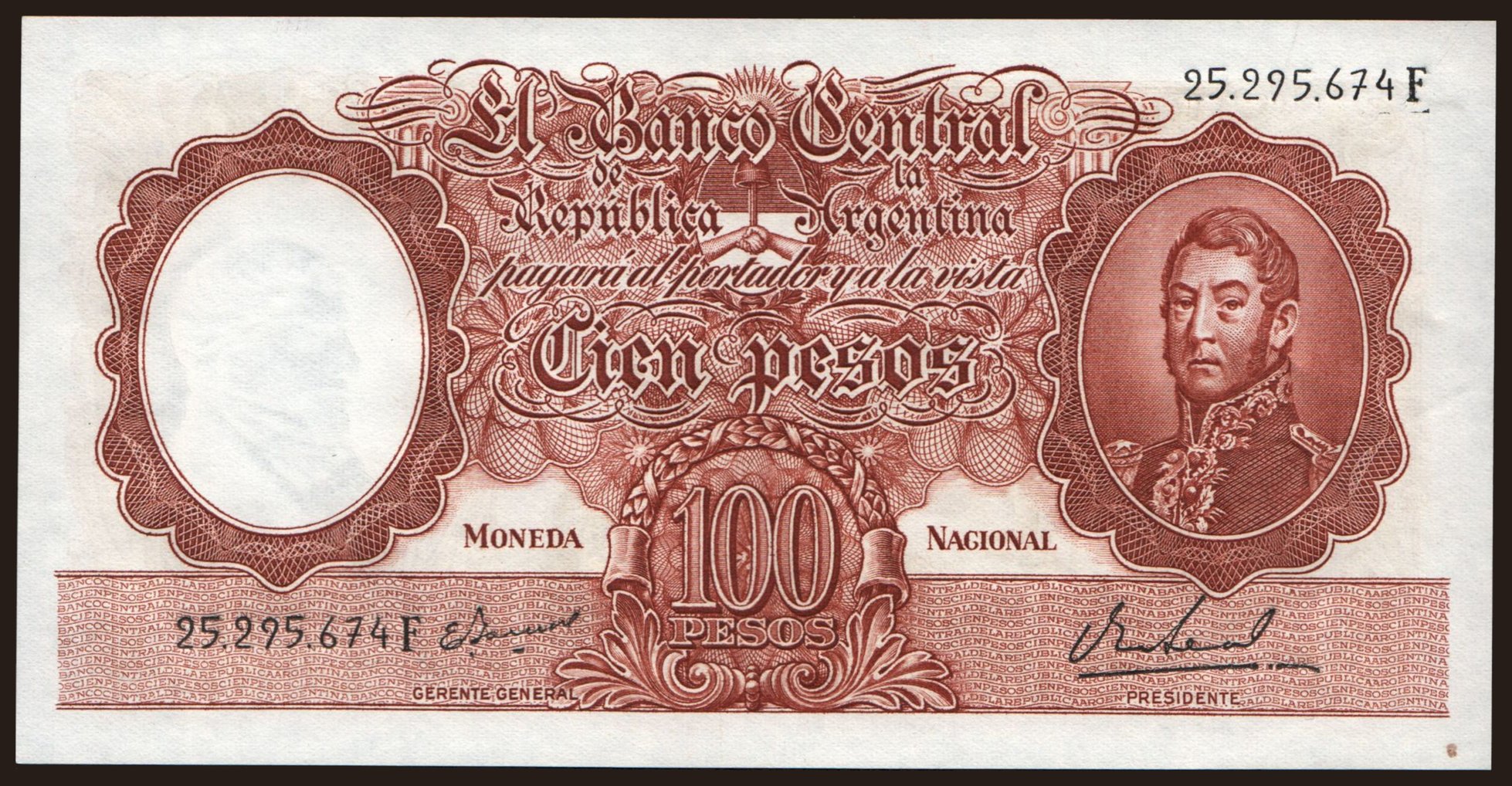 100 pesos, 1957