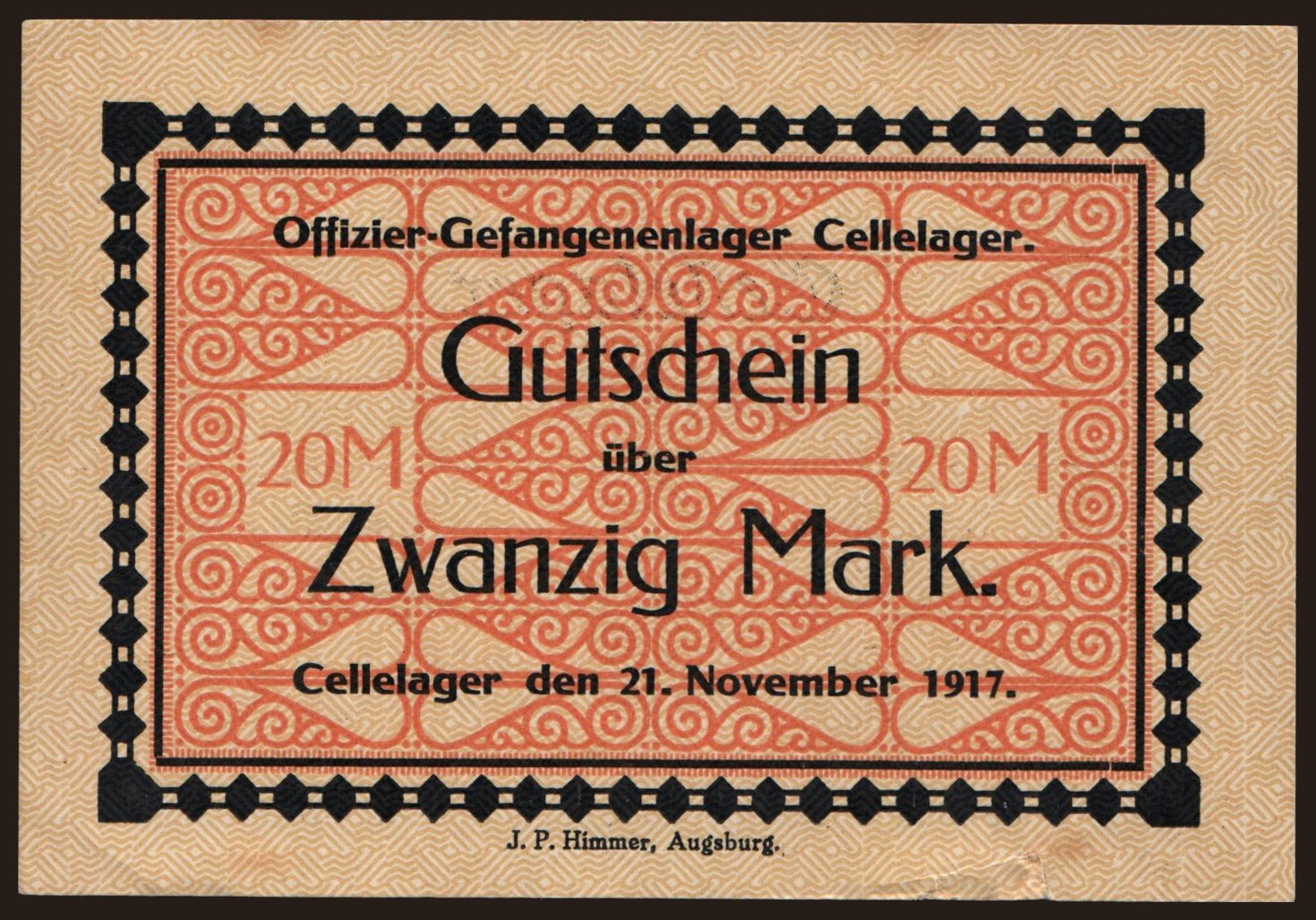 Cellelager, 20 Mark, 1917