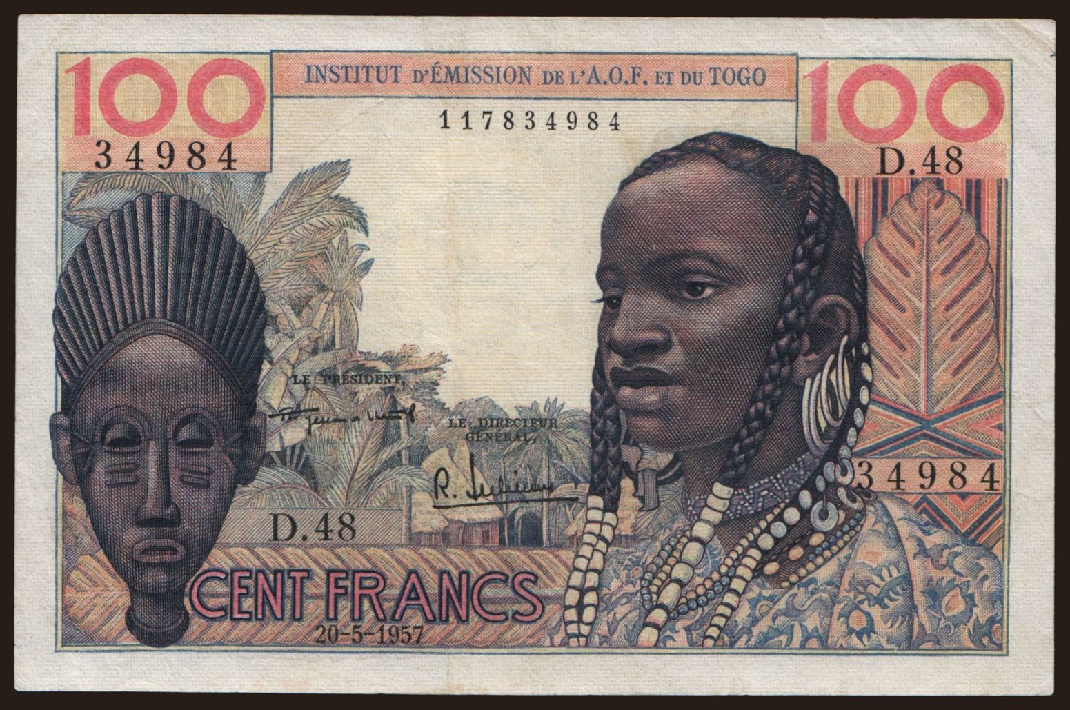 100 francs, 1957