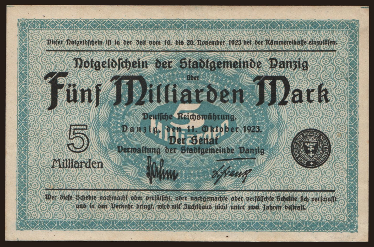 5.000.000.000 Mark, 1923