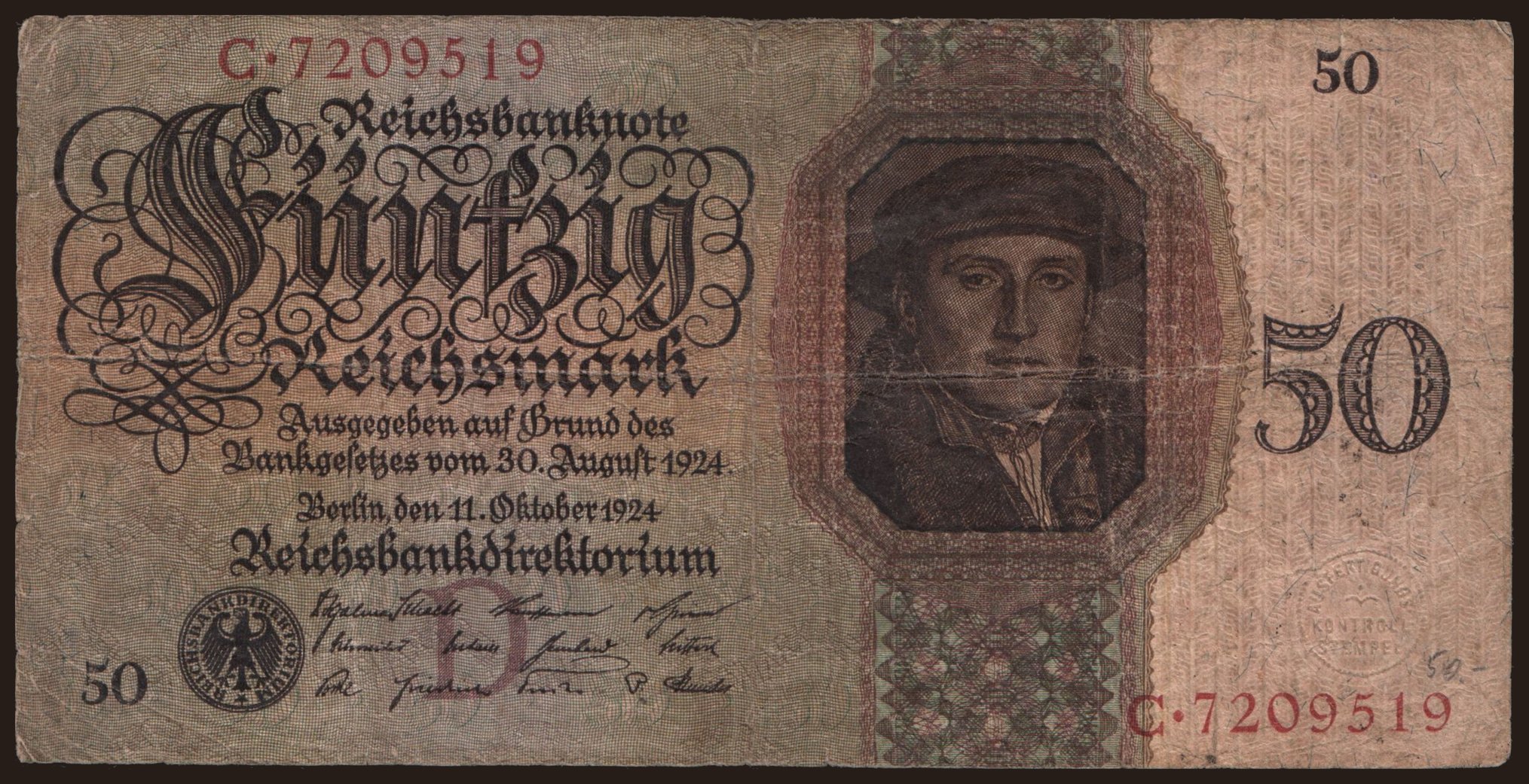 50 Reichsmark, 1924, D/C
