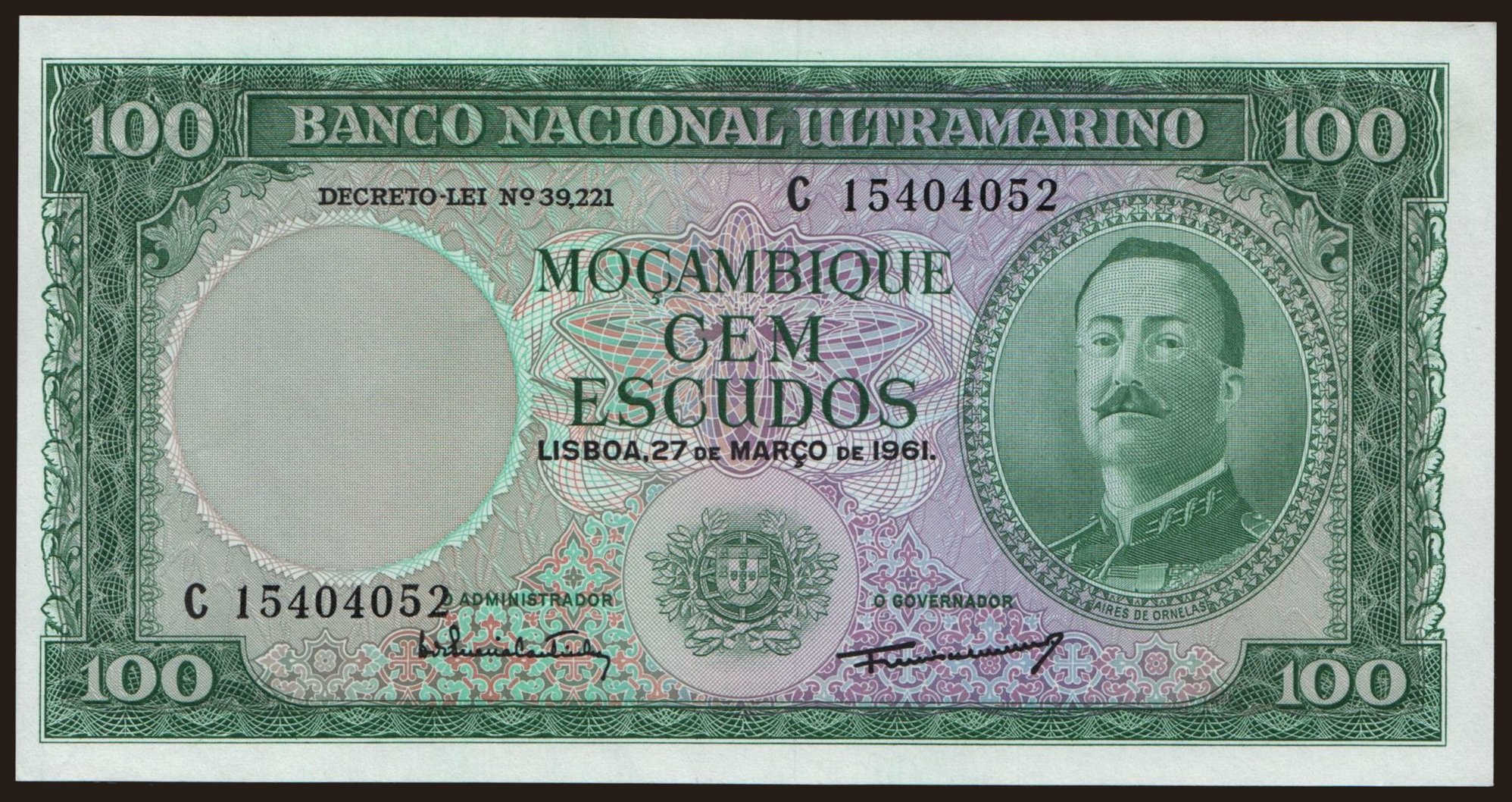 100 escudos, 1961