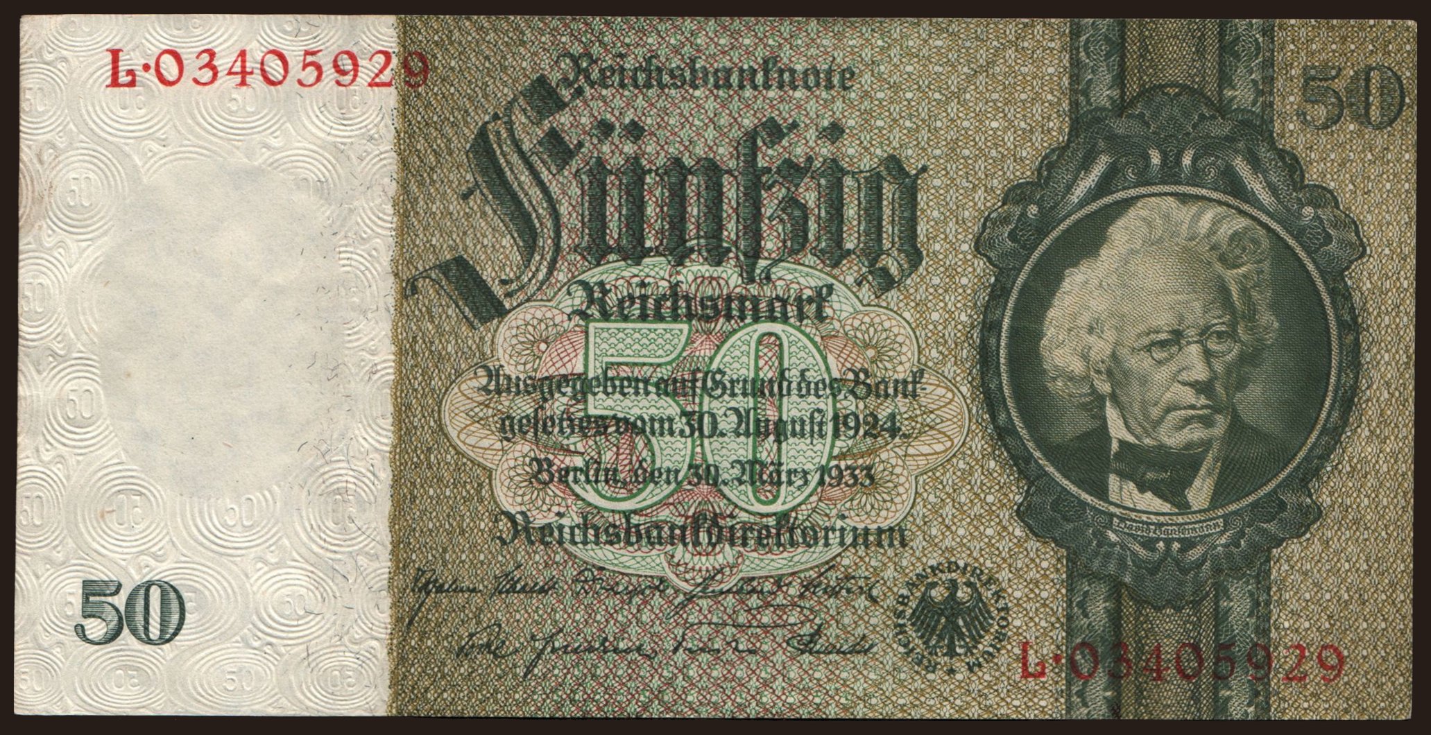 50 Reichsmark, 1933, -/L