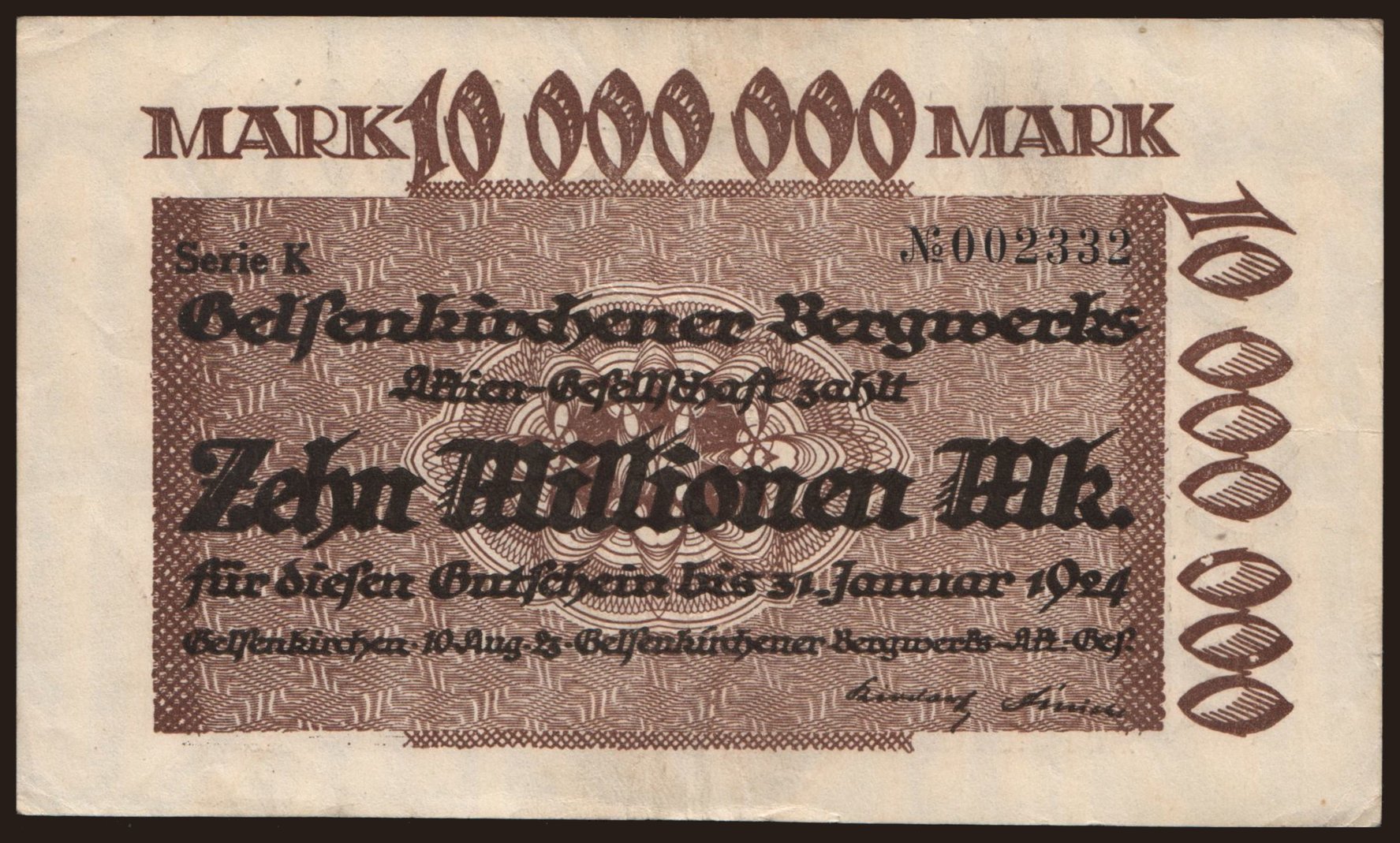 Gelsenkirchen/ Gelsenkirchener Bergwerks A.-G., 10.000.000 Mark, 1923